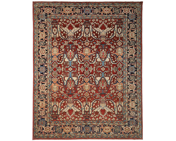 9x12 Red Blue Aryana Afghan Hand Knotted Veg Dye Wool Area Rug
